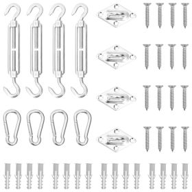 12 Piece Sunshade Sail Accessory Set Stainless Steel (Color: Silver)